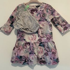 Gap purple and grey floral dress with grey bloomers. Size 18-24 months.